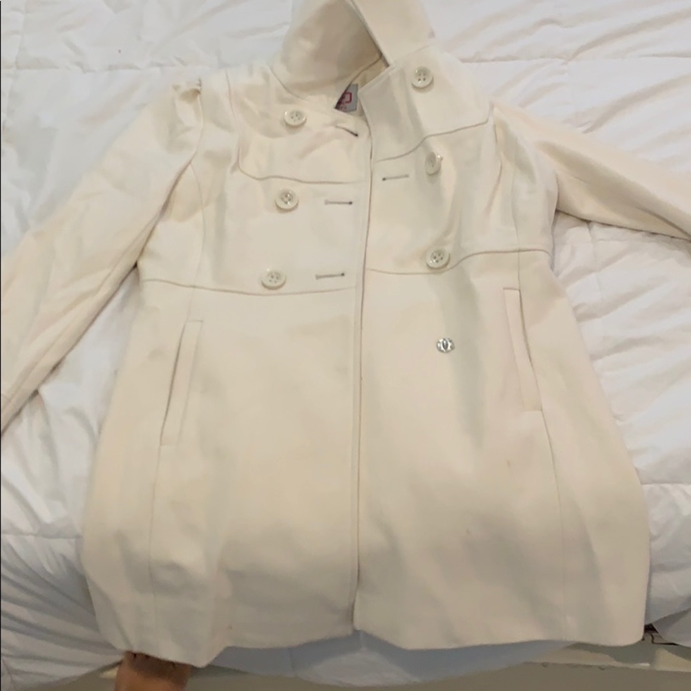 white pea coat worn once